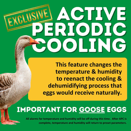 470 Egg Incubator Kit (350 Set + 120 Hatch) showing active periodic cooling feature
