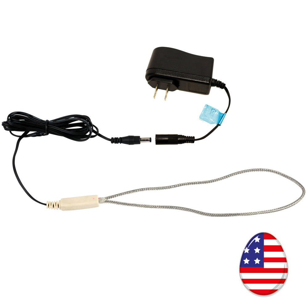 Small electronic device with a power cable on a white background