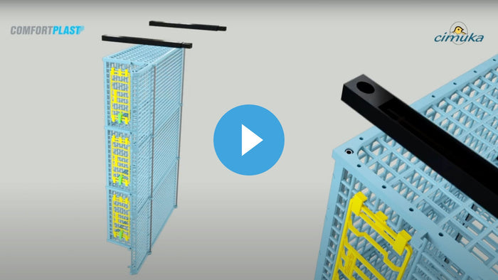3D assembly video thumbnail showing quail cage stack and support bar