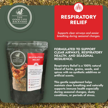 Supplement package for respiratory relief with text on a green background