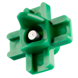 DIY poultry nipple drinker with stainless steel pin – angled view of green ABS plastic housing
