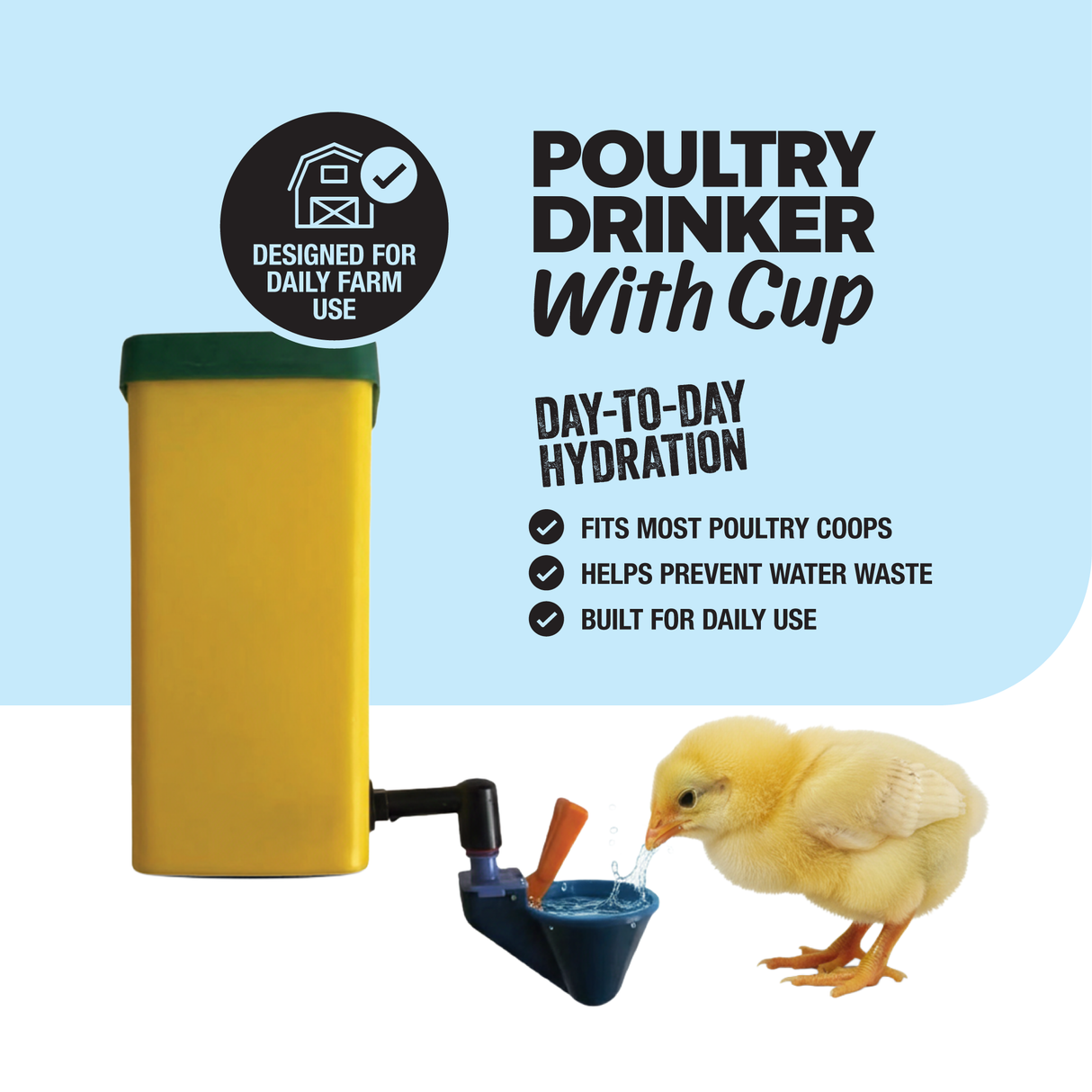 Poultry drinker with cup